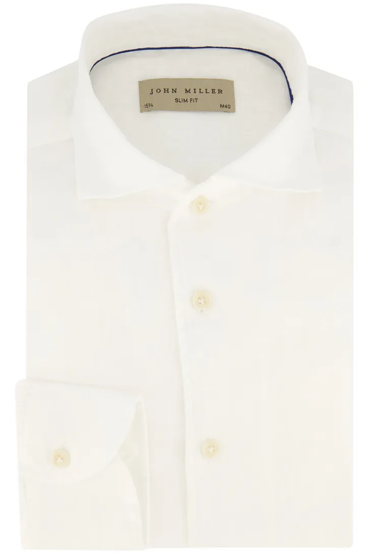 Linnen John Miller mouwlengte 7 slim fit wit overhemd