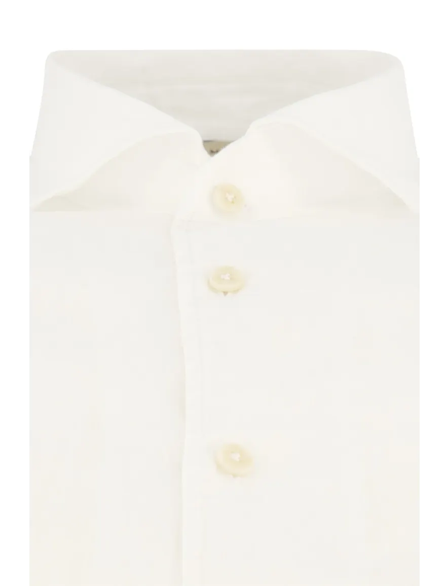 Slim fit mouwlengte 7 John Miller overhemd wit linnen