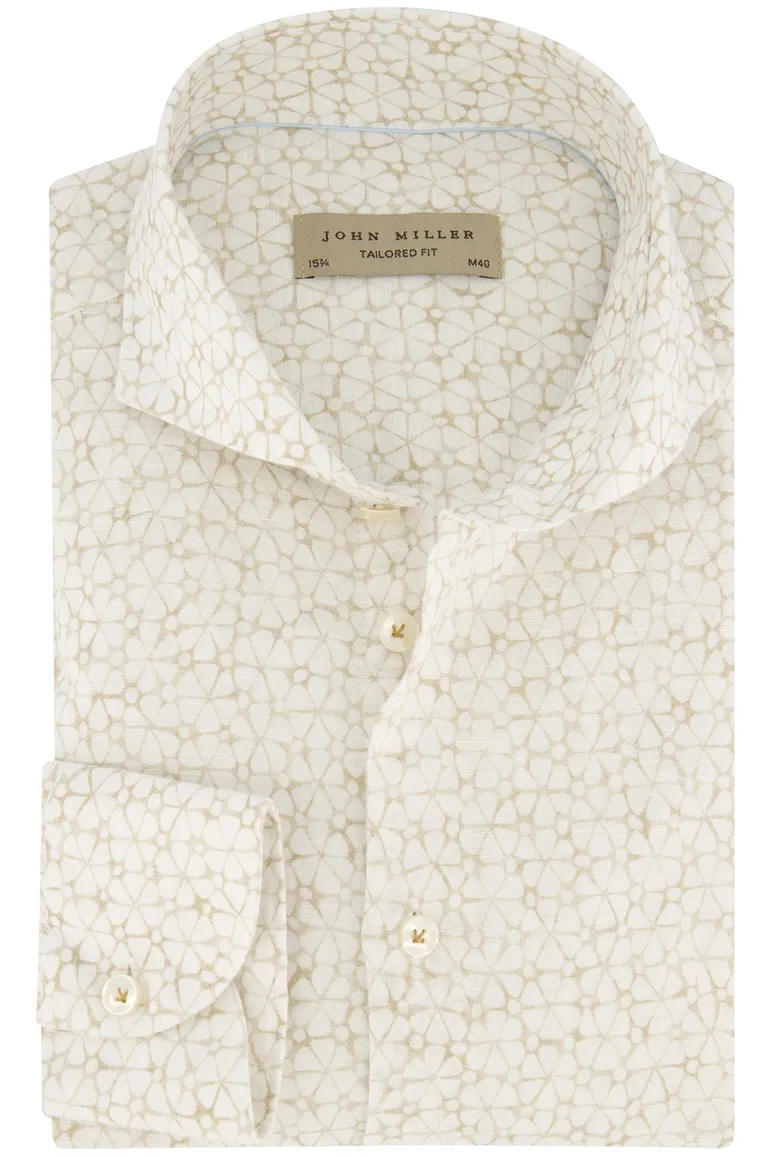 John Miller overhemd beige tailored fit
