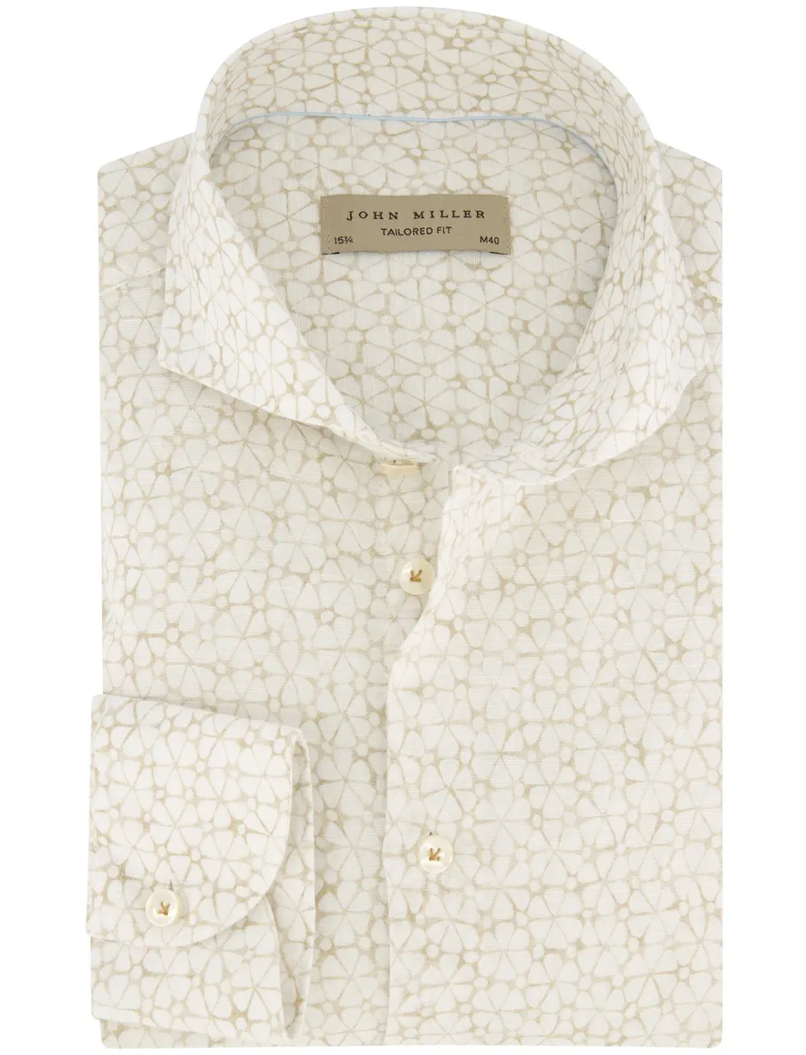 John Miller overhemd beige tailored fit