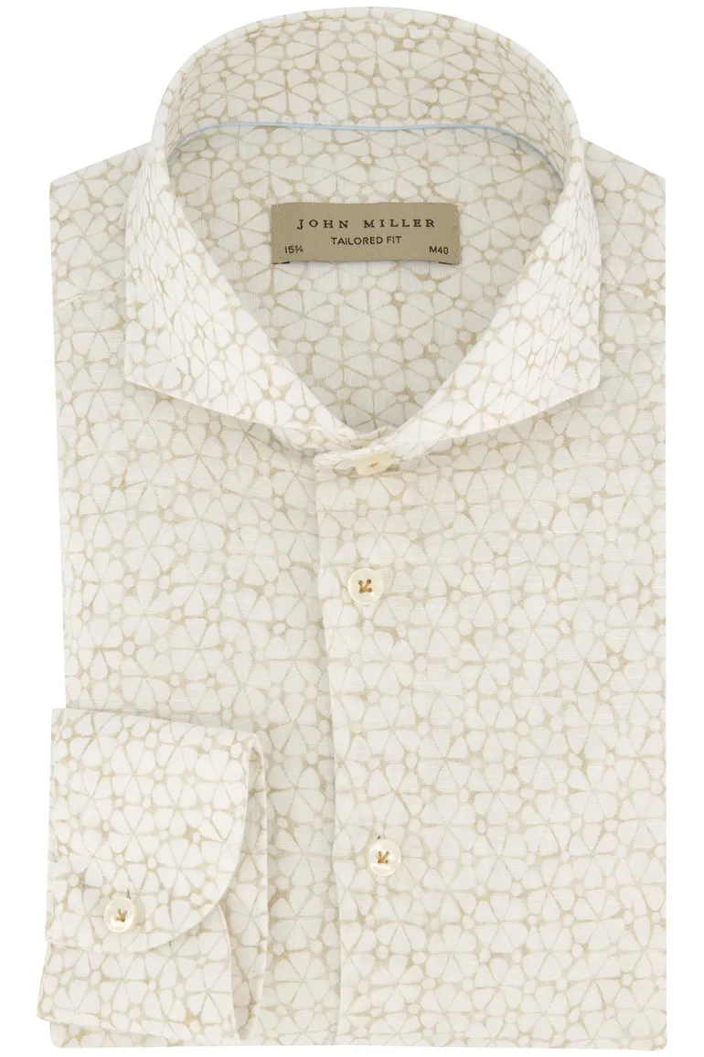 John Miller overhemd beige tailored fit