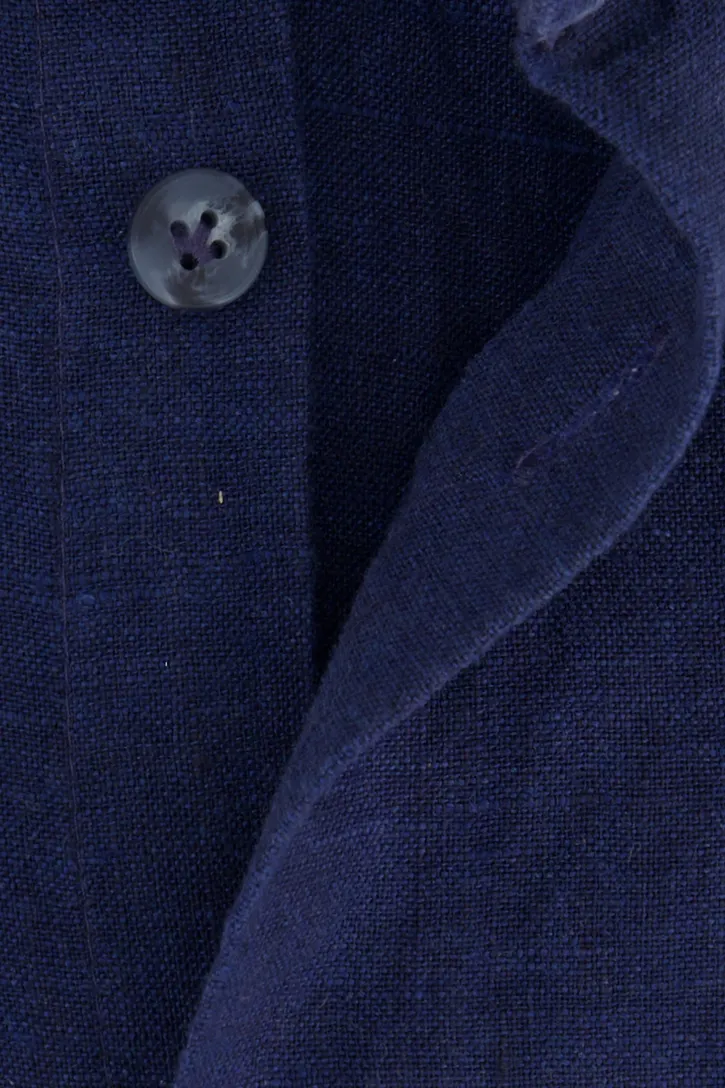 Donkerblauw John Miller linnen overhemd slim fit