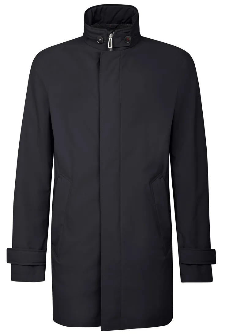 Bugatti zomerjas donkerblauw effen rits wijde fit