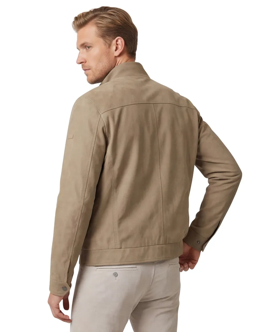 Bugatti zomerjas camel effen rits wijde fit