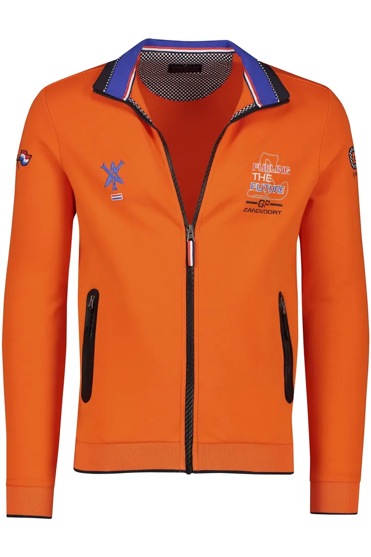 Oranje race vest Portofino effen katoen stretch