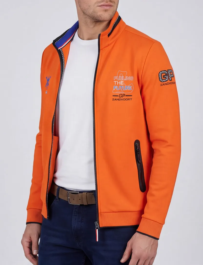 Oranje race vest Portofino effen katoen stretch
