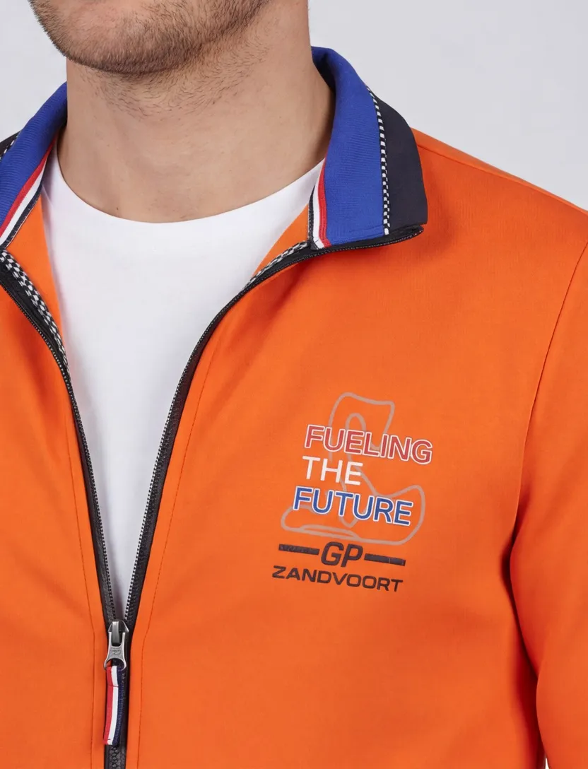 Oranje race vest Portofino effen katoen stretch