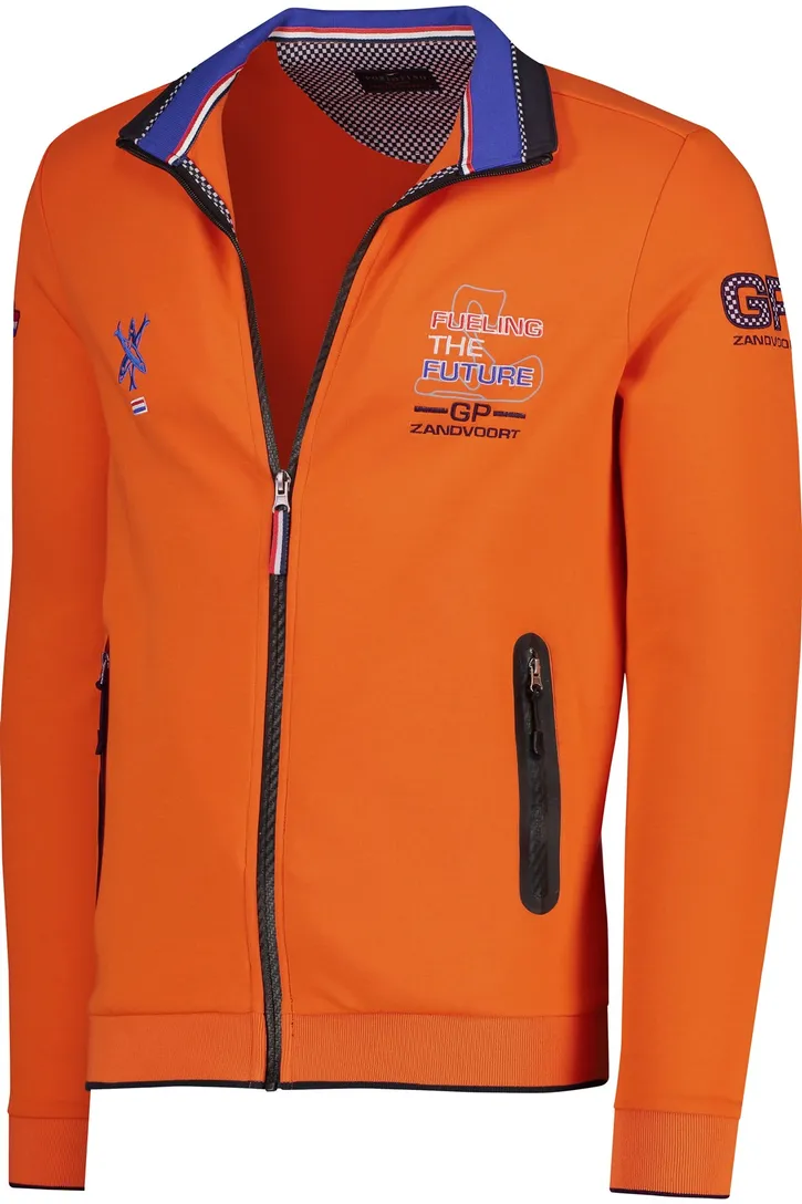 Oranje race vest Portofino effen katoen stretch