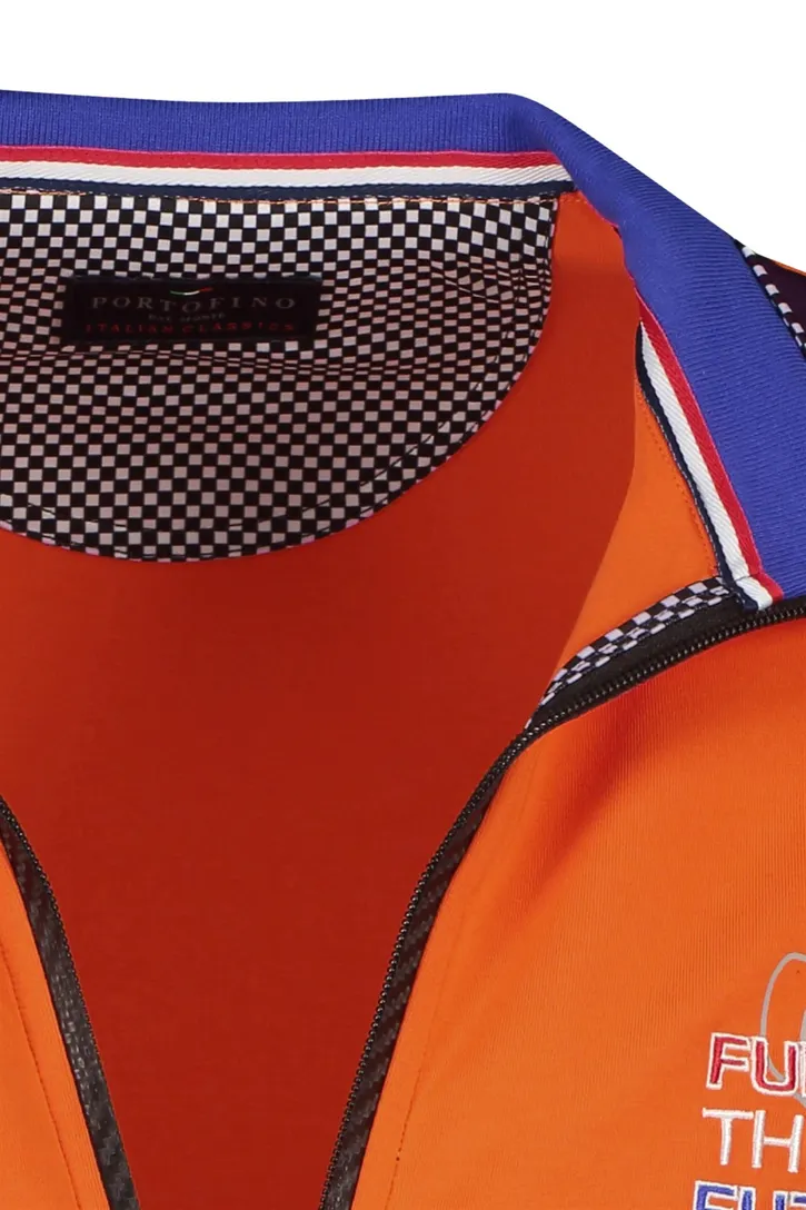 Oranje race vest Portofino effen katoen stretch
