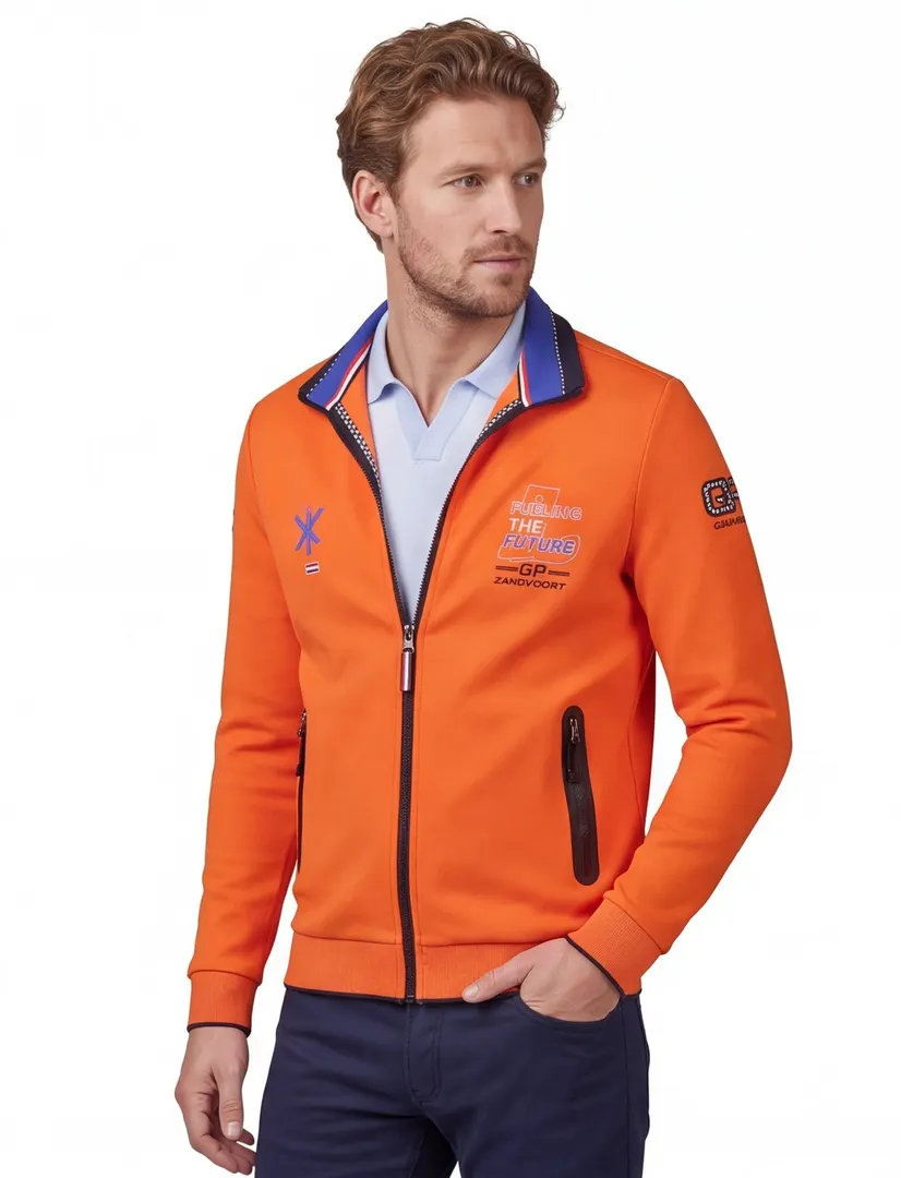 Portofino race vest GP oranje effen katoen stretch | Schulte Herenmode