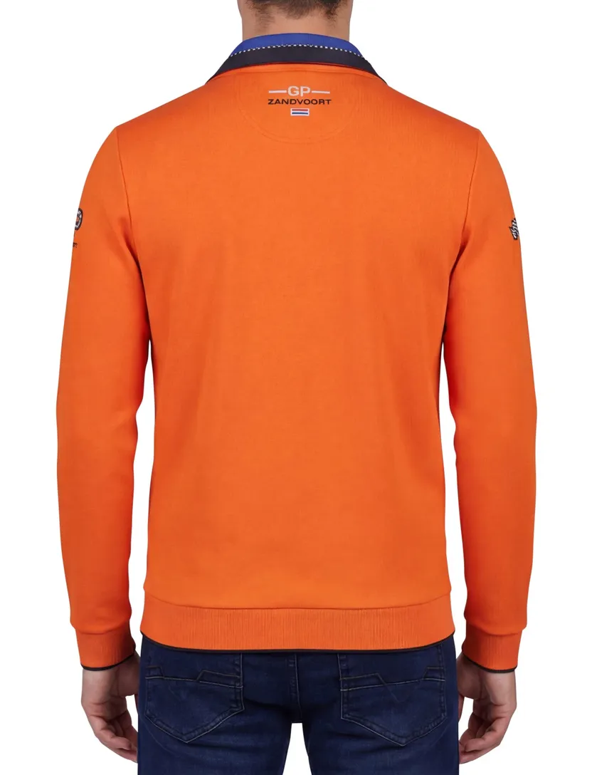 Oranje race vest Portofino effen katoen stretch