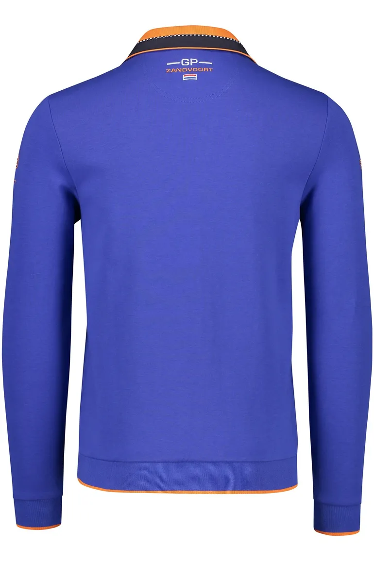Blauw race vest Portofino rits effen katoen stretch