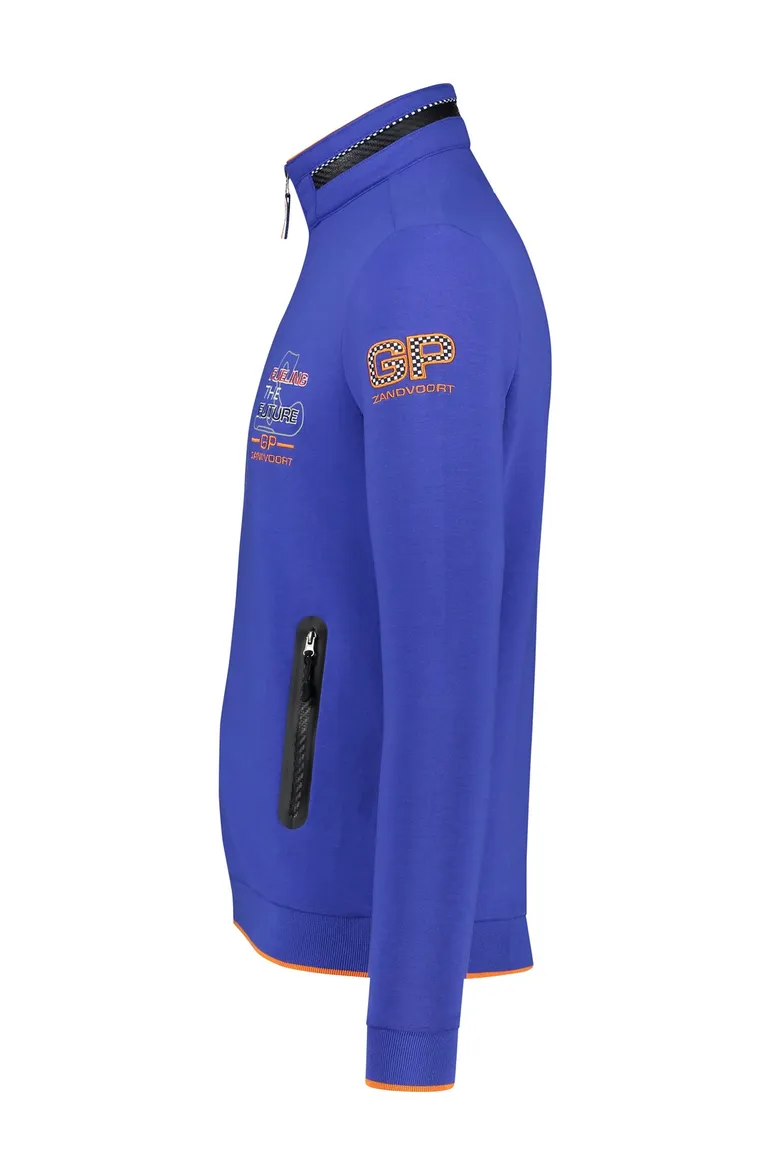 Blauw race vest Portofino rits effen katoen stretch