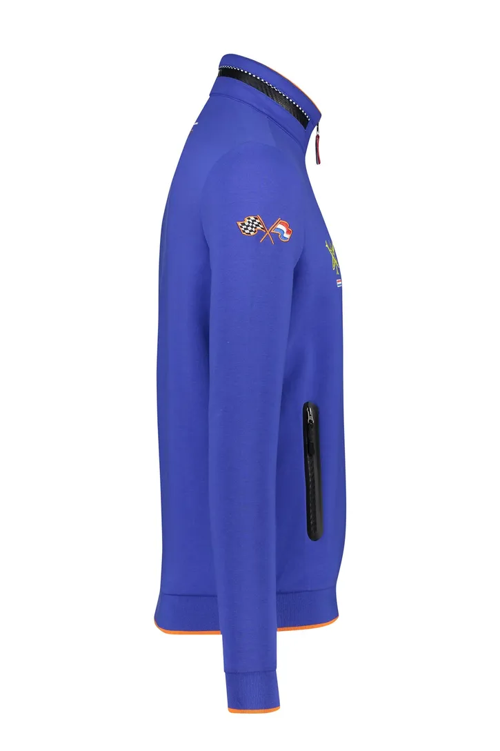 Portofino GP vest blauw rits effen katoen stretch