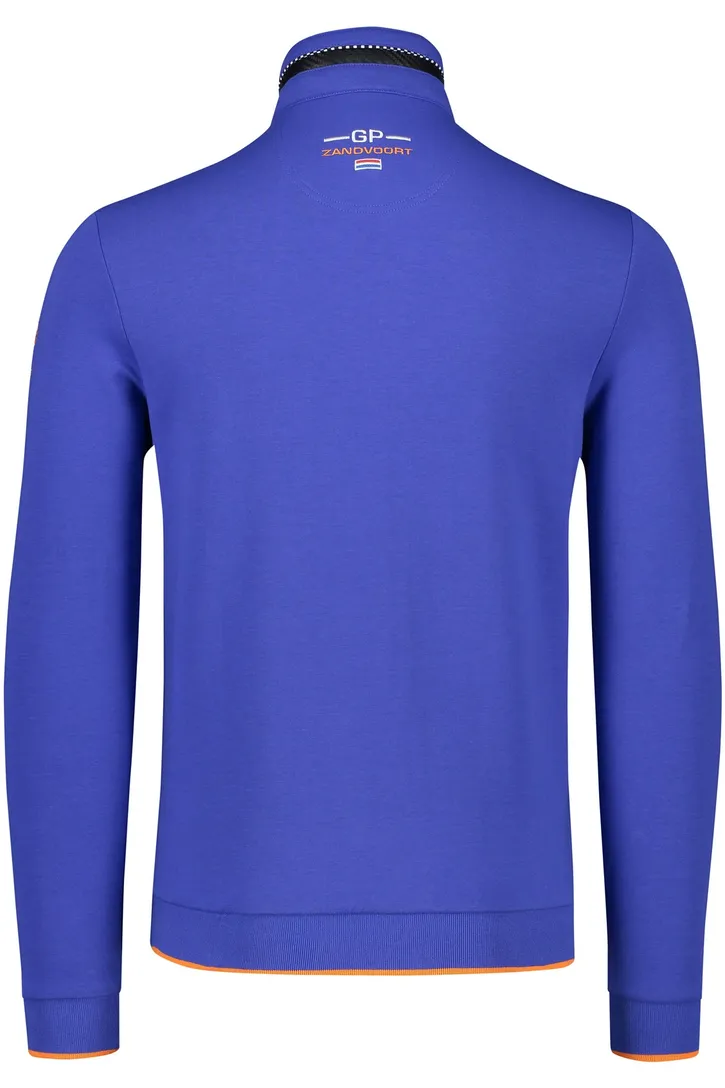 Portofino GP vest blauw rits effen katoen stretch