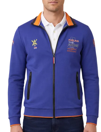 Portofino Blauw race vest Portofino rits effen katoen stretch