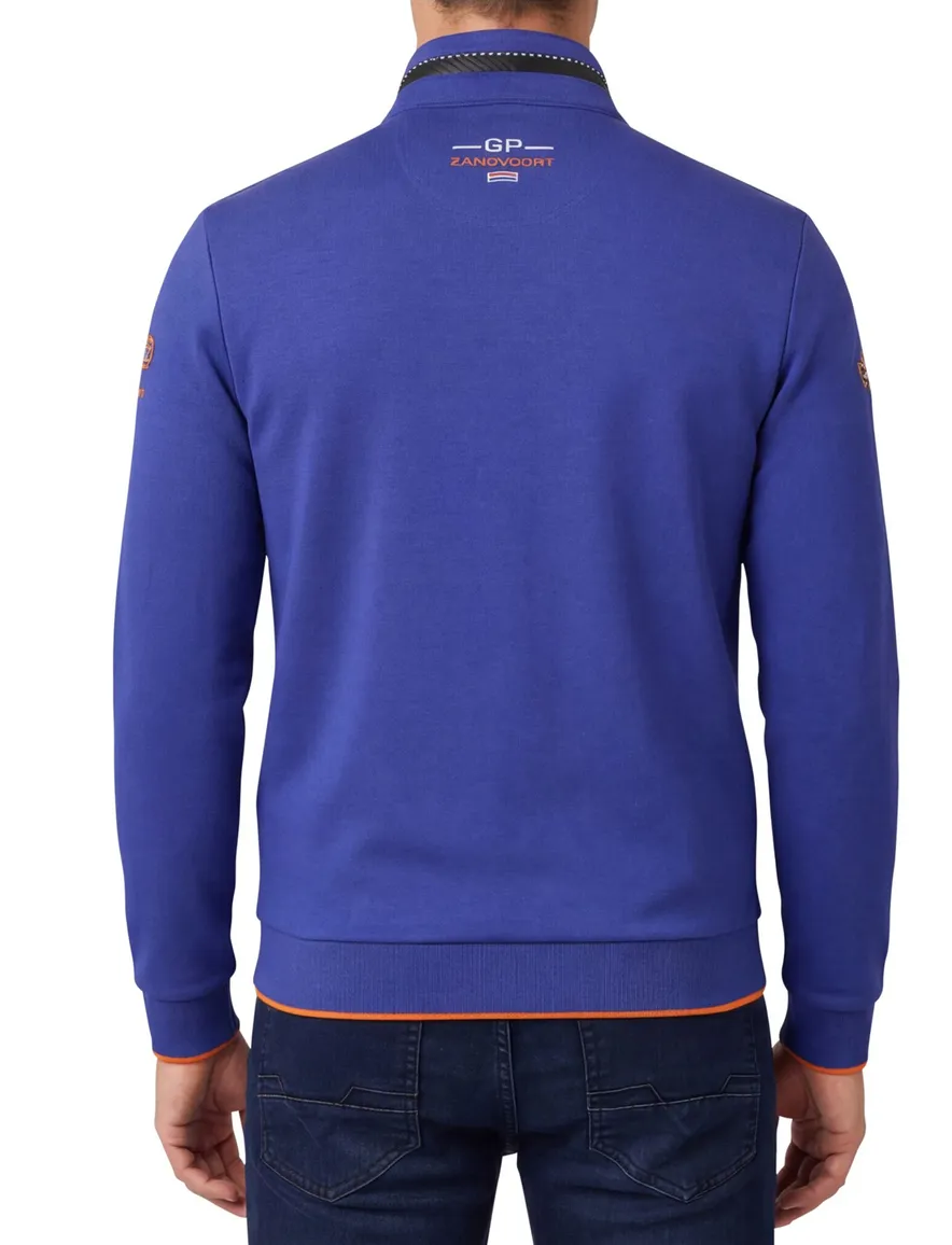 Blauw race vest Portofino rits effen katoen stretch