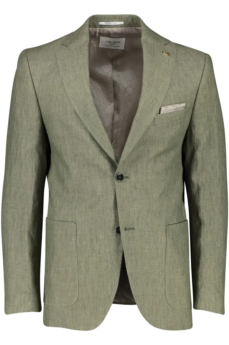 Groen colbert Carl Gross gemêleerd modern fit linnen greenline