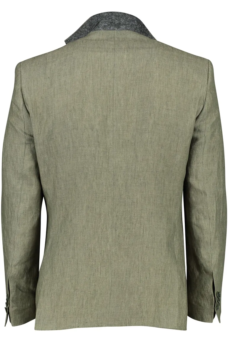 Groen colbert Carl Gross gemêleerd modern fit linnen greenline