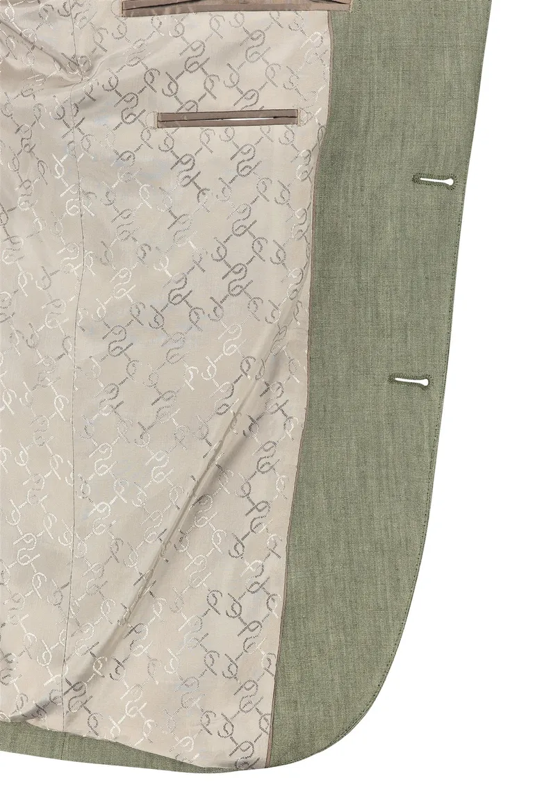 Groen colbert Carl Gross gemêleerd modern fit linnen greenline