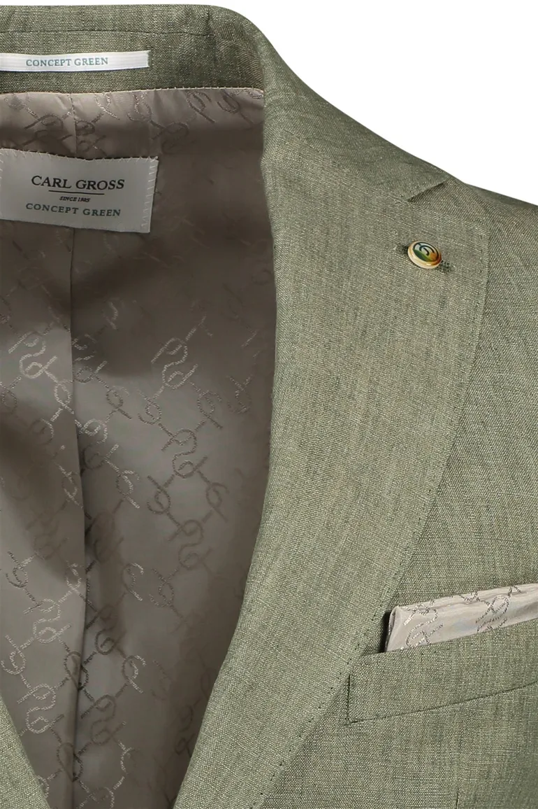 Groen colbert Carl Gross gemêleerd modern fit linnen greenline