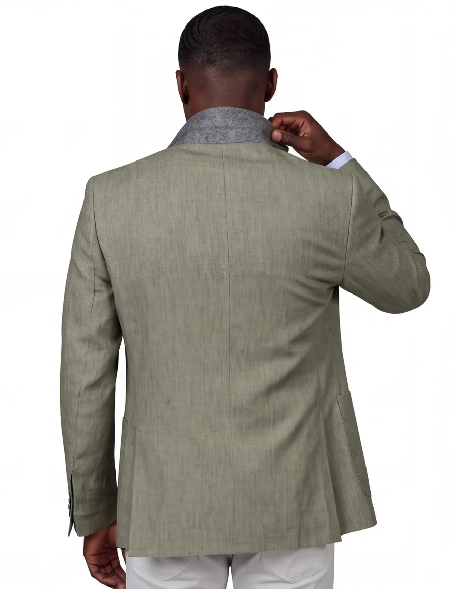 Groen colbert Carl Gross gemêleerd modern fit linnen greenline