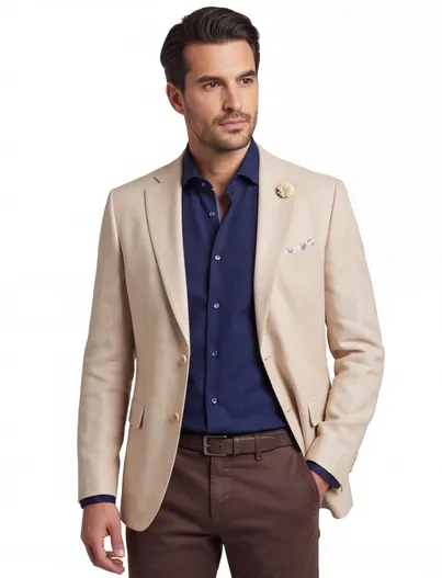 Carl Gross Carl Gross colbert beige effen normale fit linnen