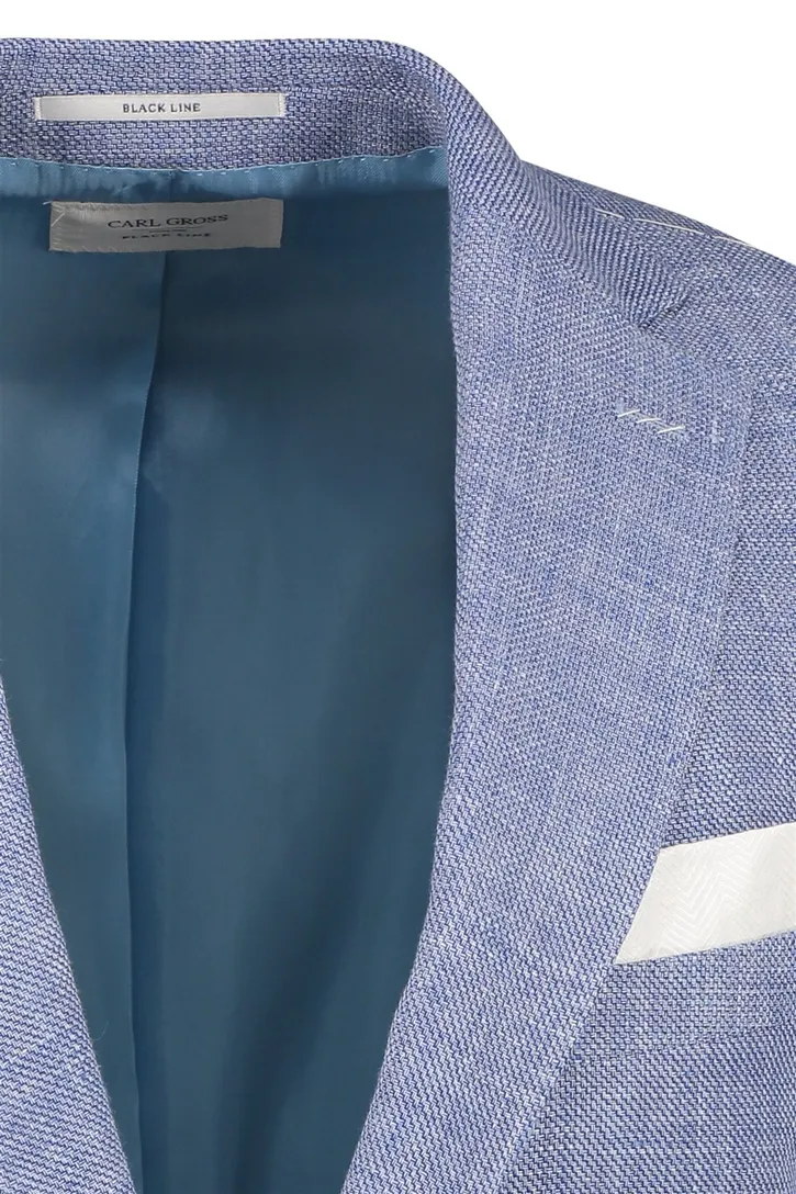 Carl Gross colbert geruit linnen blauw