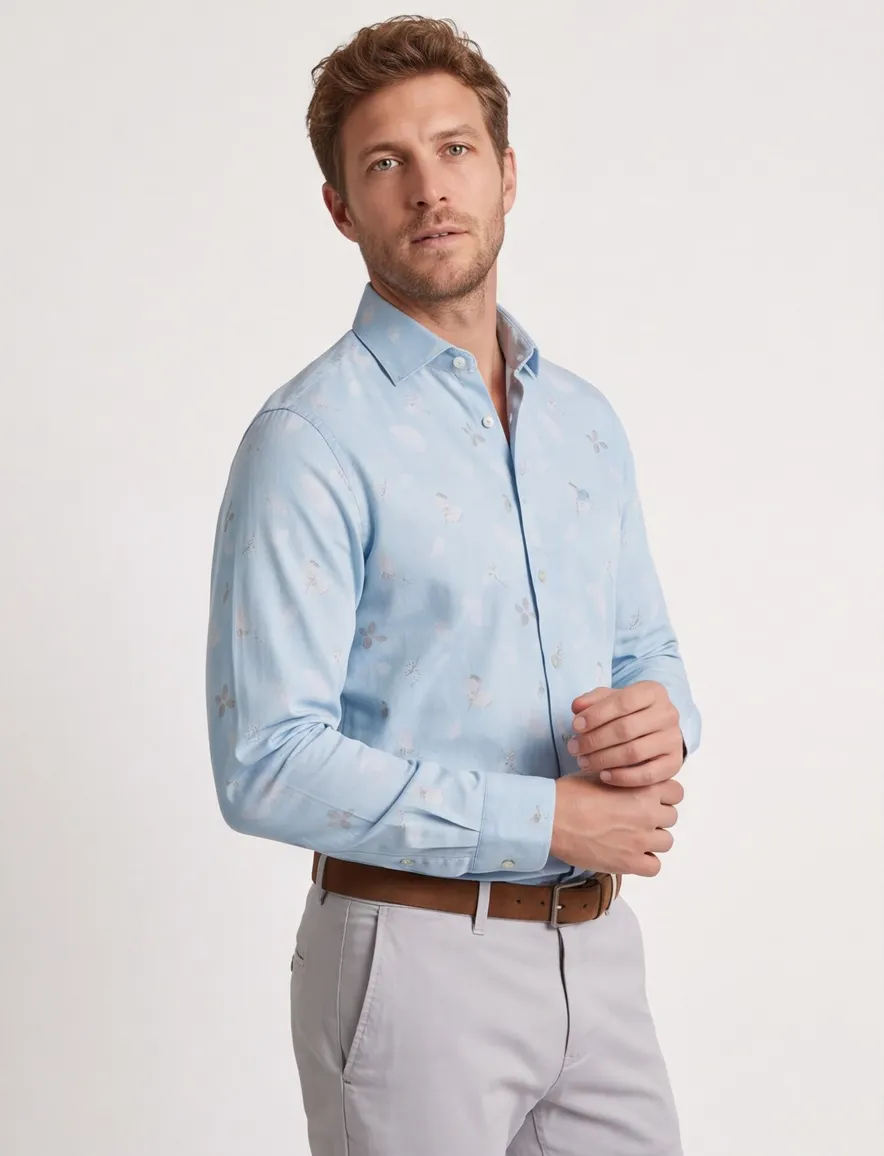 Vanguard overhemd blauw geprint