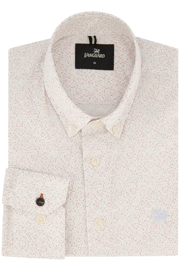 Normale fit Vanguard overhemd wit geprint katoen stretch
