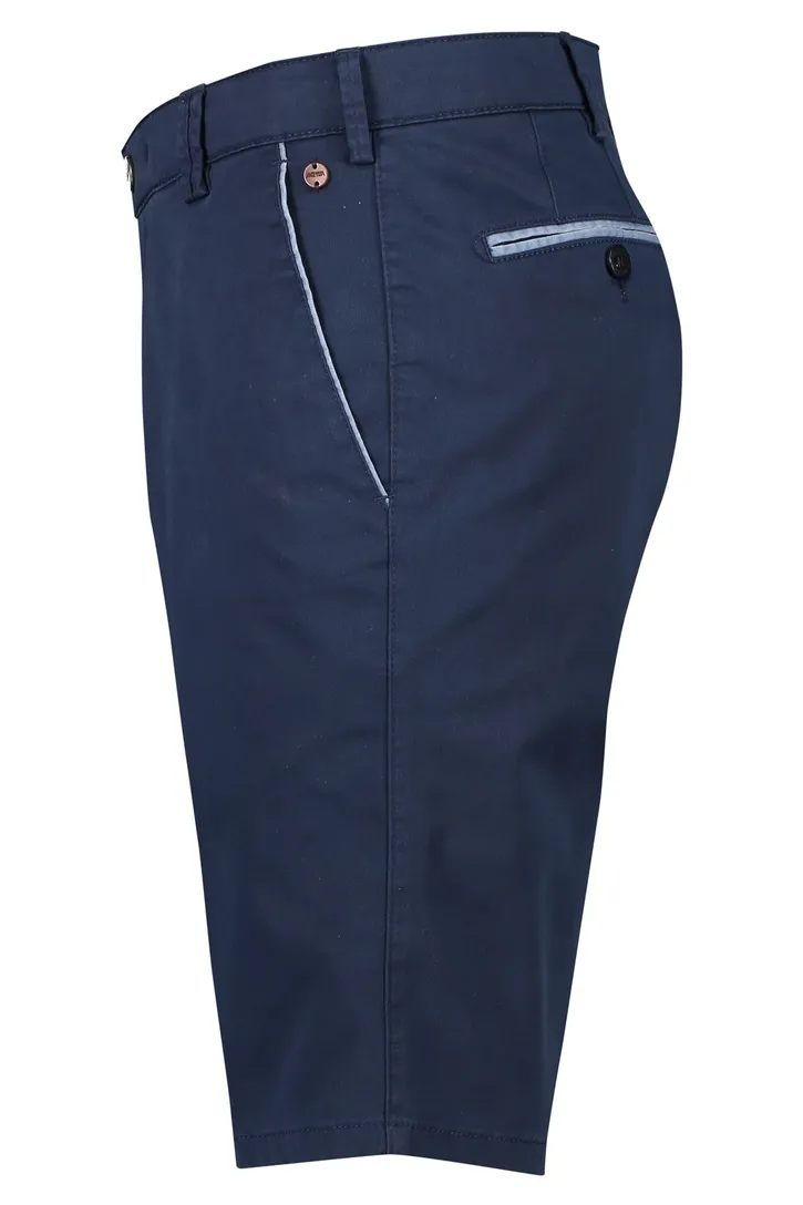 Katoenen Meyer korte broek effen donkerblauw