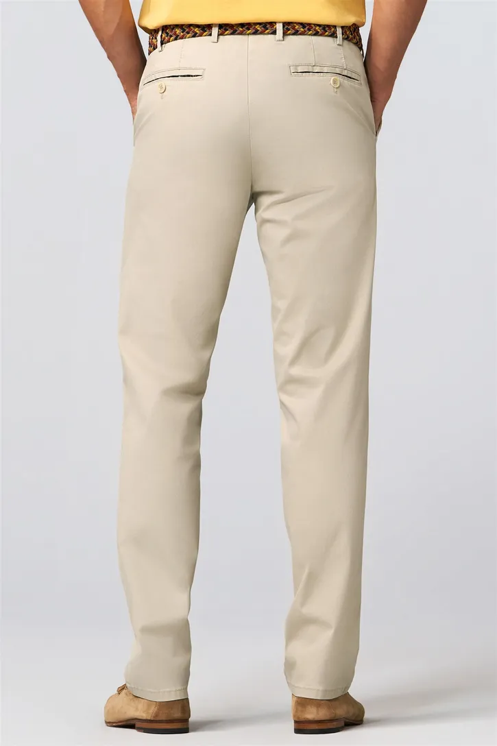 Meyer katoenen broek effen beige slim fit