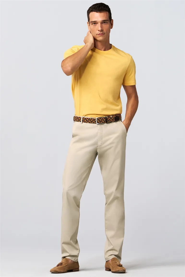 Meyer Pantalon beige katoen