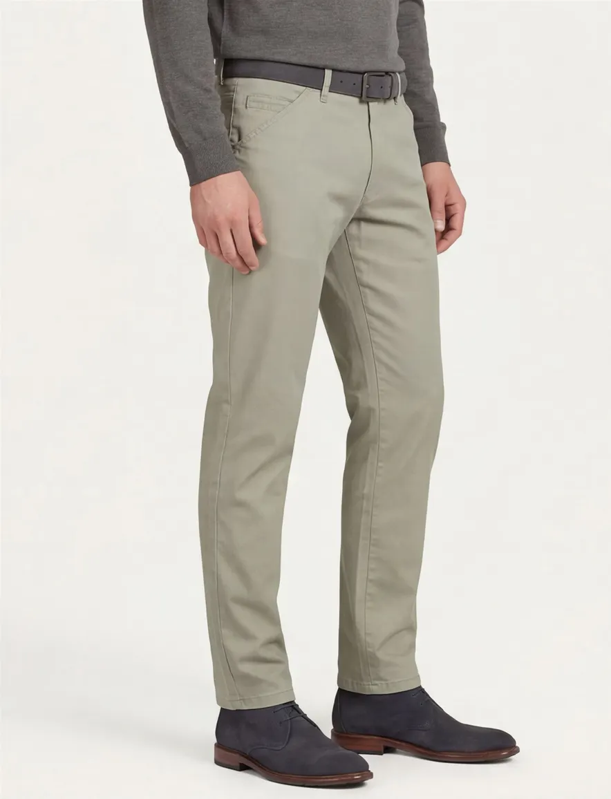 Katoenen Meyer pantalon Chicago olijfgroen