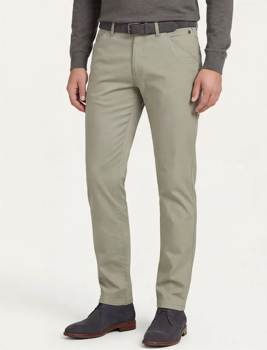 Katoenen Meyer pantalon Chicago olijfgroen