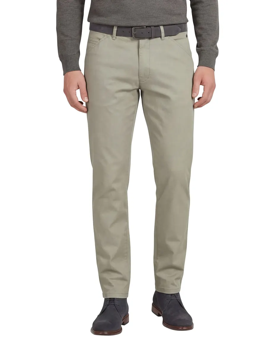 Katoenen Meyer pantalon Chicago olijfgroen