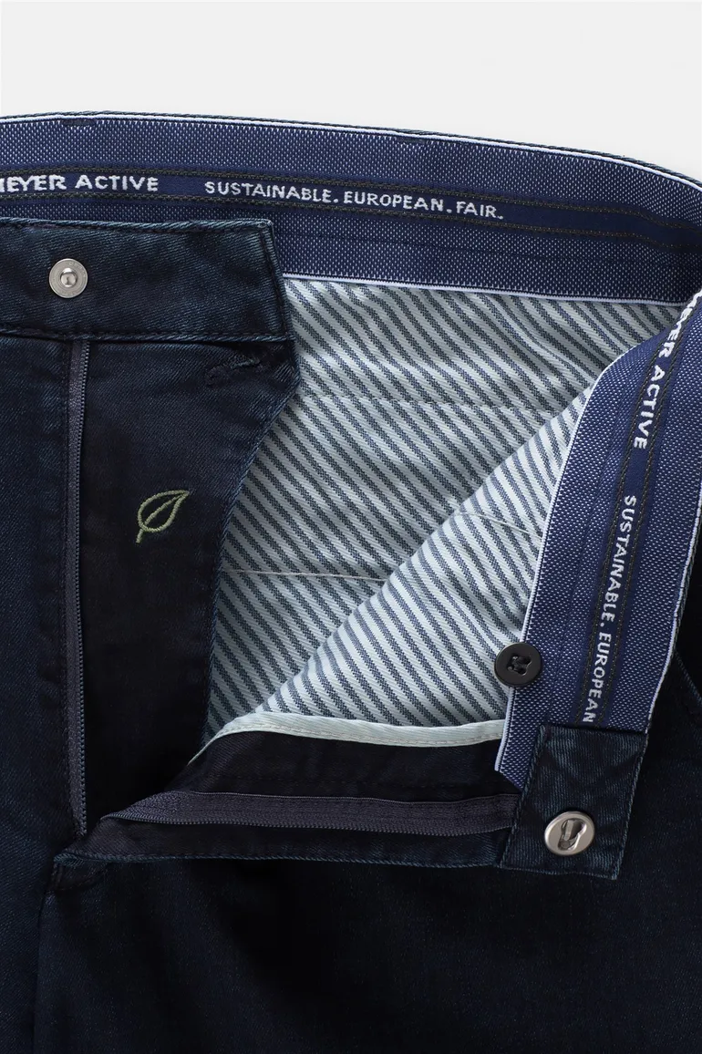 Meyer nette jeans donkerblauw effen katoen normale fit