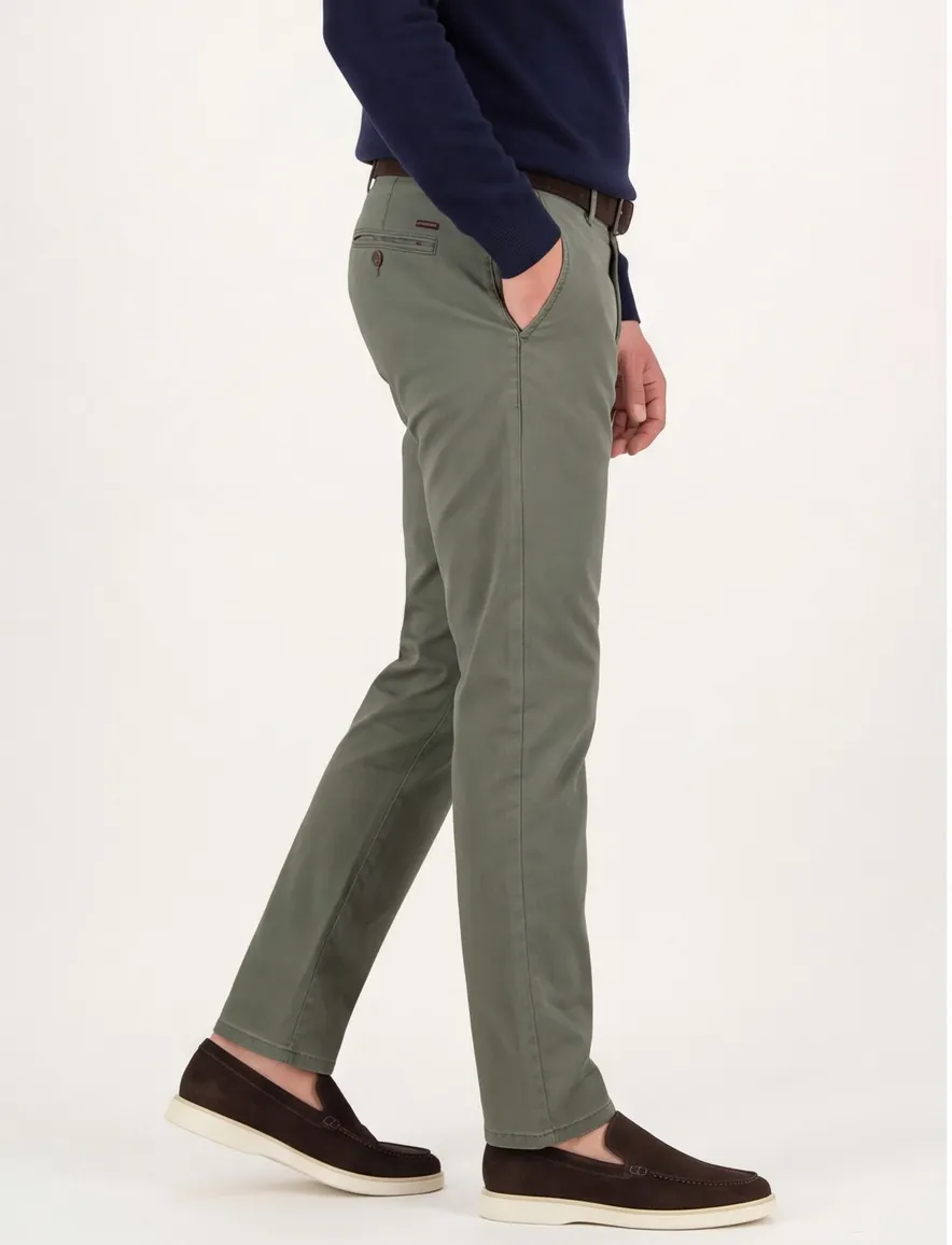 Katoenen Meyer pantalon Bonn olijfgroen