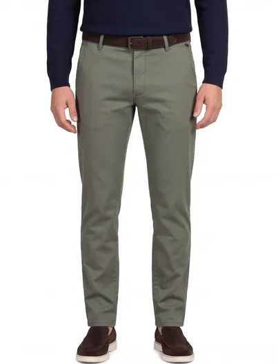 Meyer Bonn Meyer katoenen broek perfect fit olijfgroen