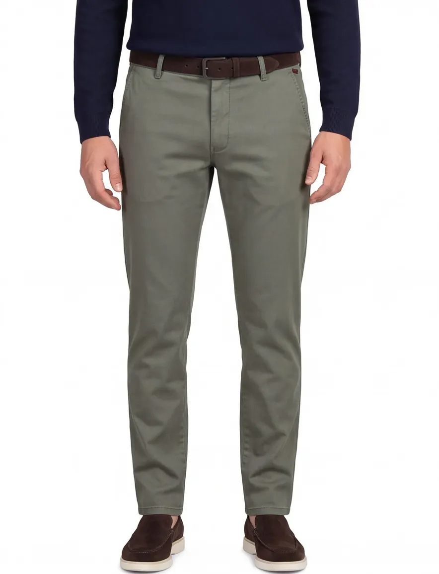Katoenen Meyer pantalon Bonn olijfgroen