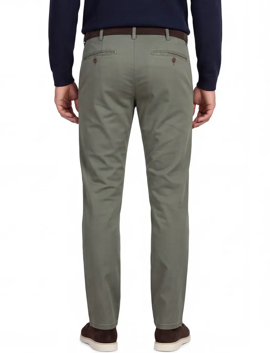 Katoenen Meyer pantalon Bonn olijfgroen