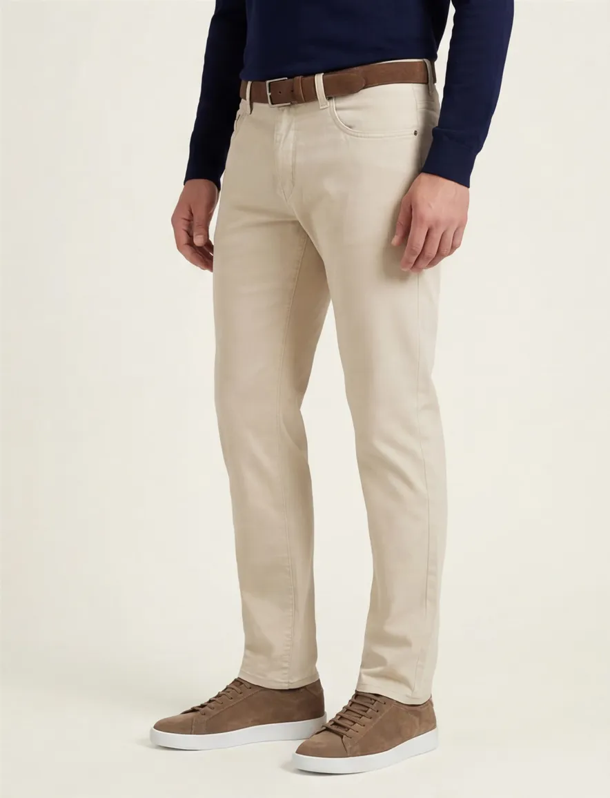 Katoenen Pierre Cardin jeans creme tapered fit