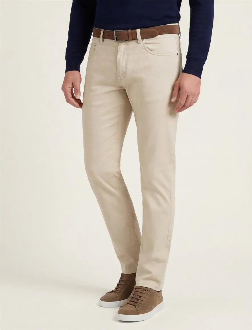 Katoenen Pierre Cardin jeans creme tapered fit