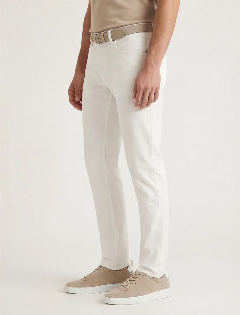 katoenen Pierre Cardin pantalon 5-pocket wit Lyon Tapered
