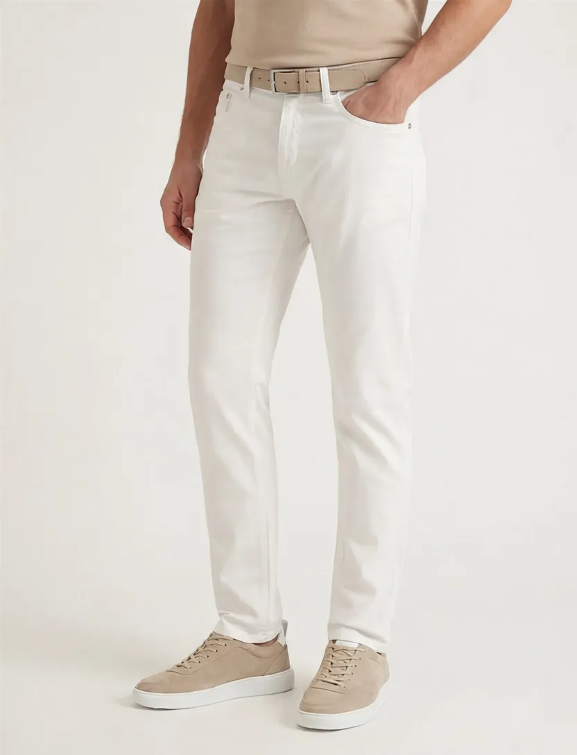 katoenen Pierre Cardin pantalon 5-pocket wit Lyon Tapered