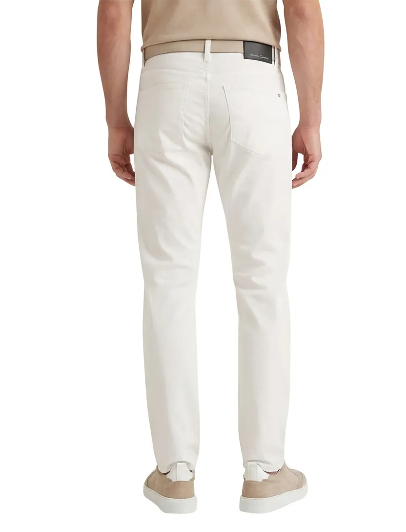 katoenen Pierre Cardin pantalon 5-pocket wit Lyon Tapered