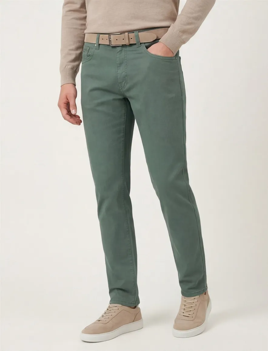 Pierre Cardin broek Futureflex groen katoen Tapered Fit