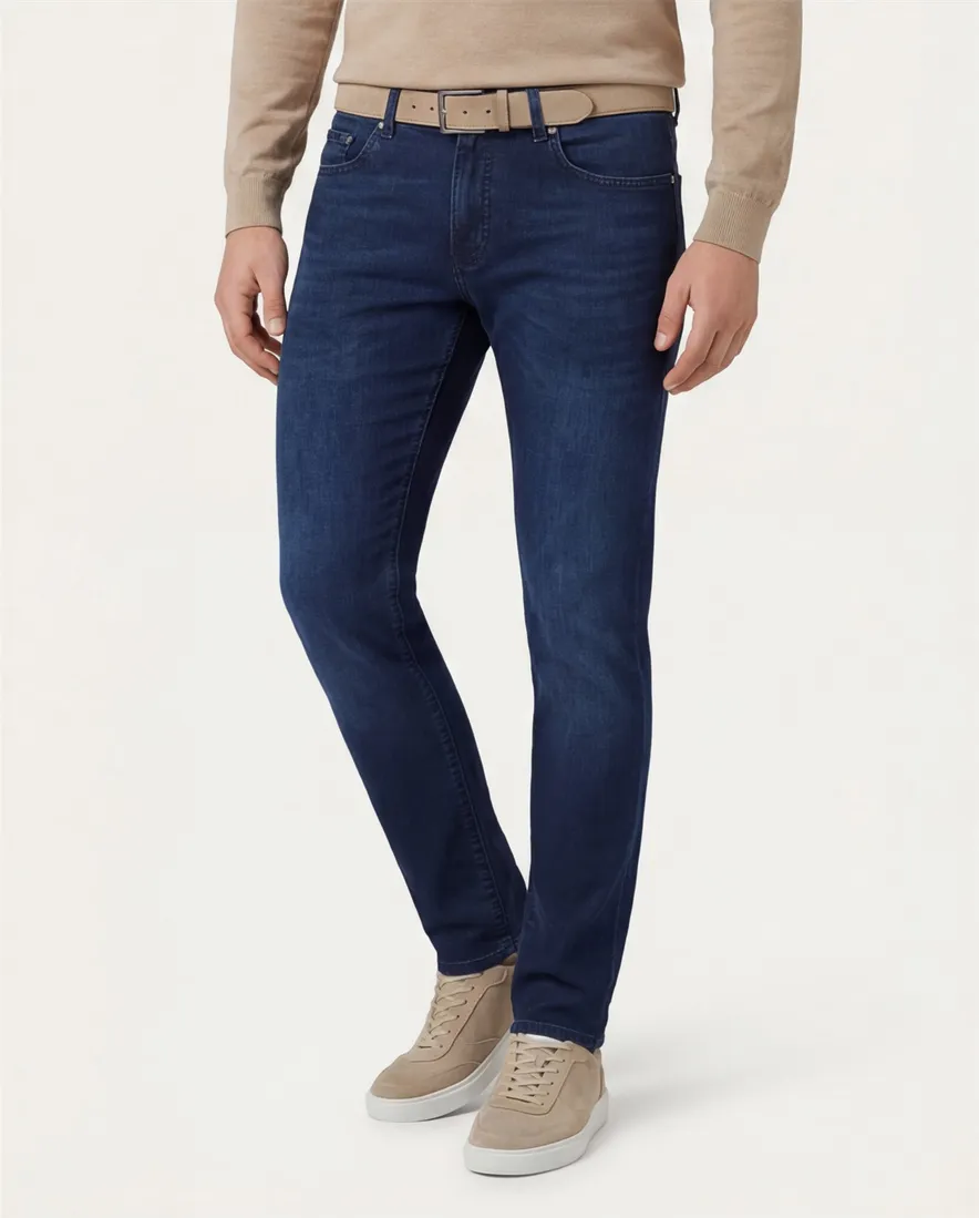 Pierre Cardin jeans effen donkerblauw katoen