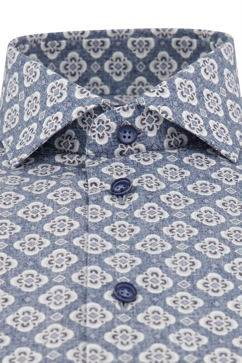 Cavallaro Taranto overhemd blauw geprint