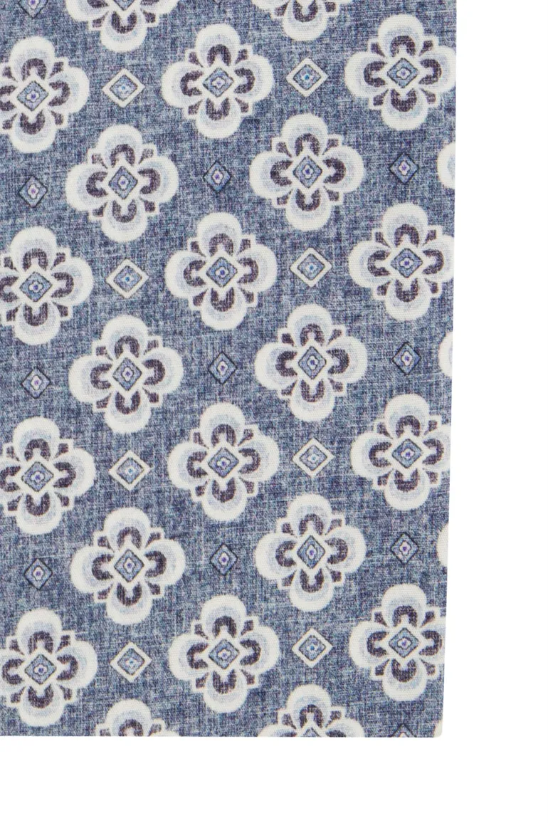 Blauw geprint Cavallaro Taranto overhemd slim fit katoen